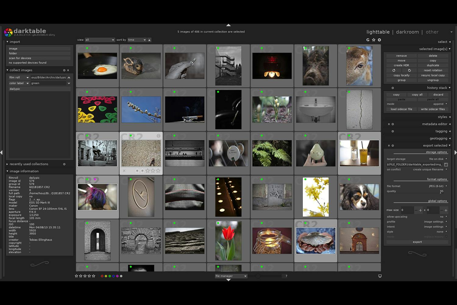 Darktable billedbehandlingsprogram